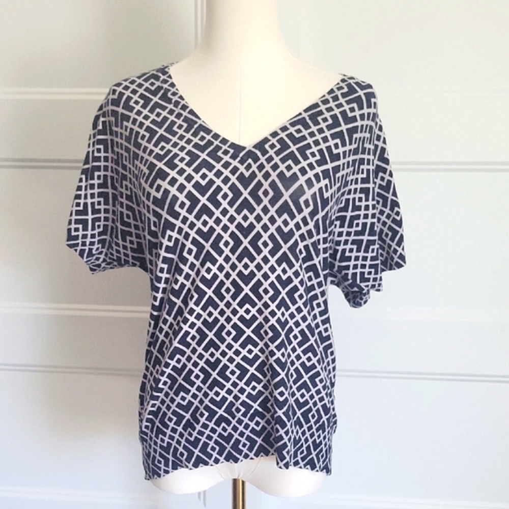 MICHAEL Michael Kors Black and White Geometric Blouse